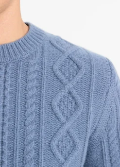 Aran Cable Wool Crew Neck Sweater