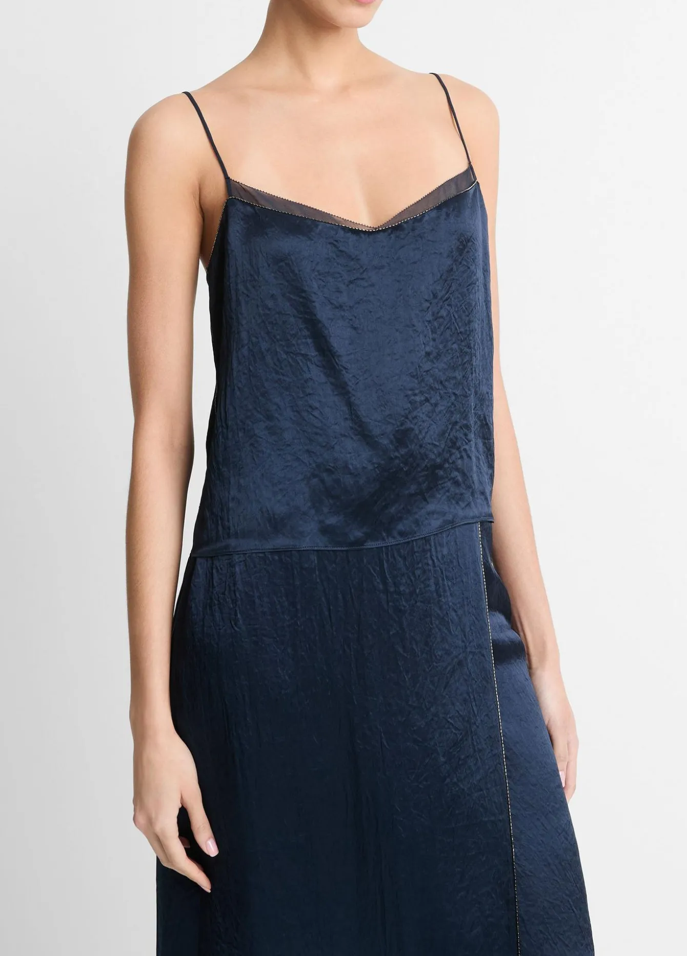 Beaded-Border Satin Camisole