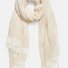 Border-Stripe Cotton Scarf