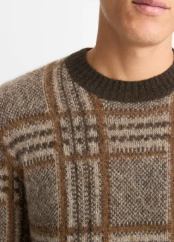 Brushed Glen Plaid Crew Neck Sweater