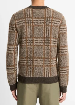 Brushed Glen Plaid Crew Neck Sweater