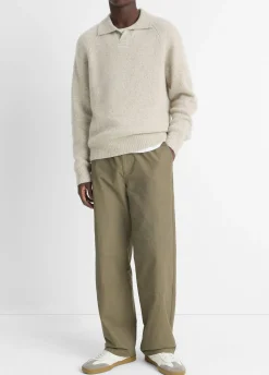 Cashmere Donegal Johnny-Collar Sweater