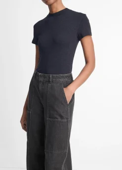 Cotton-Blend Cap-Sleeve T-Shirt
