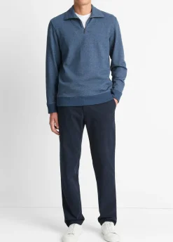 Cotton-Blend Mock Neck Quarter-Zip Pullover