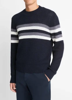 Crafted Crochet Striped Cotton Sweater