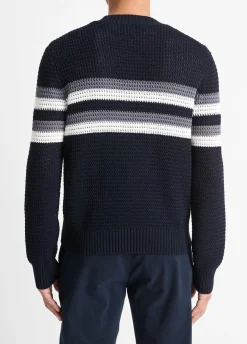 Crafted Crochet Striped Cotton Sweater