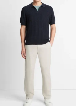 Crafted Rib Cotton-Cashmere Johnny Collar Sweater