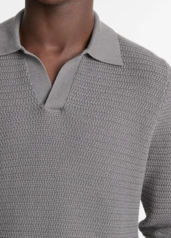 Craftsman-Rib Cotton-Cashmere Johnny-Collar Sweater