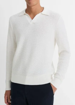 Craftsman-Rib Cotton-Cashmere Johnny-Collar Sweater