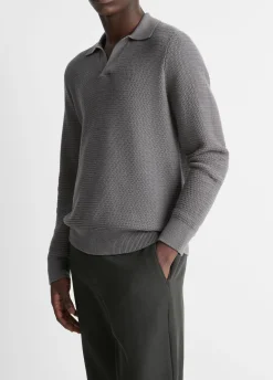 Craftsman-Rib Cotton-Cashmere Johnny-Collar Sweater