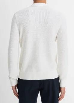Craftsman-Rib Cotton-Cashmere Johnny-Collar Sweater
