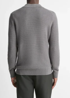 Craftsman-Rib Cotton-Cashmere Johnny-Collar Sweater