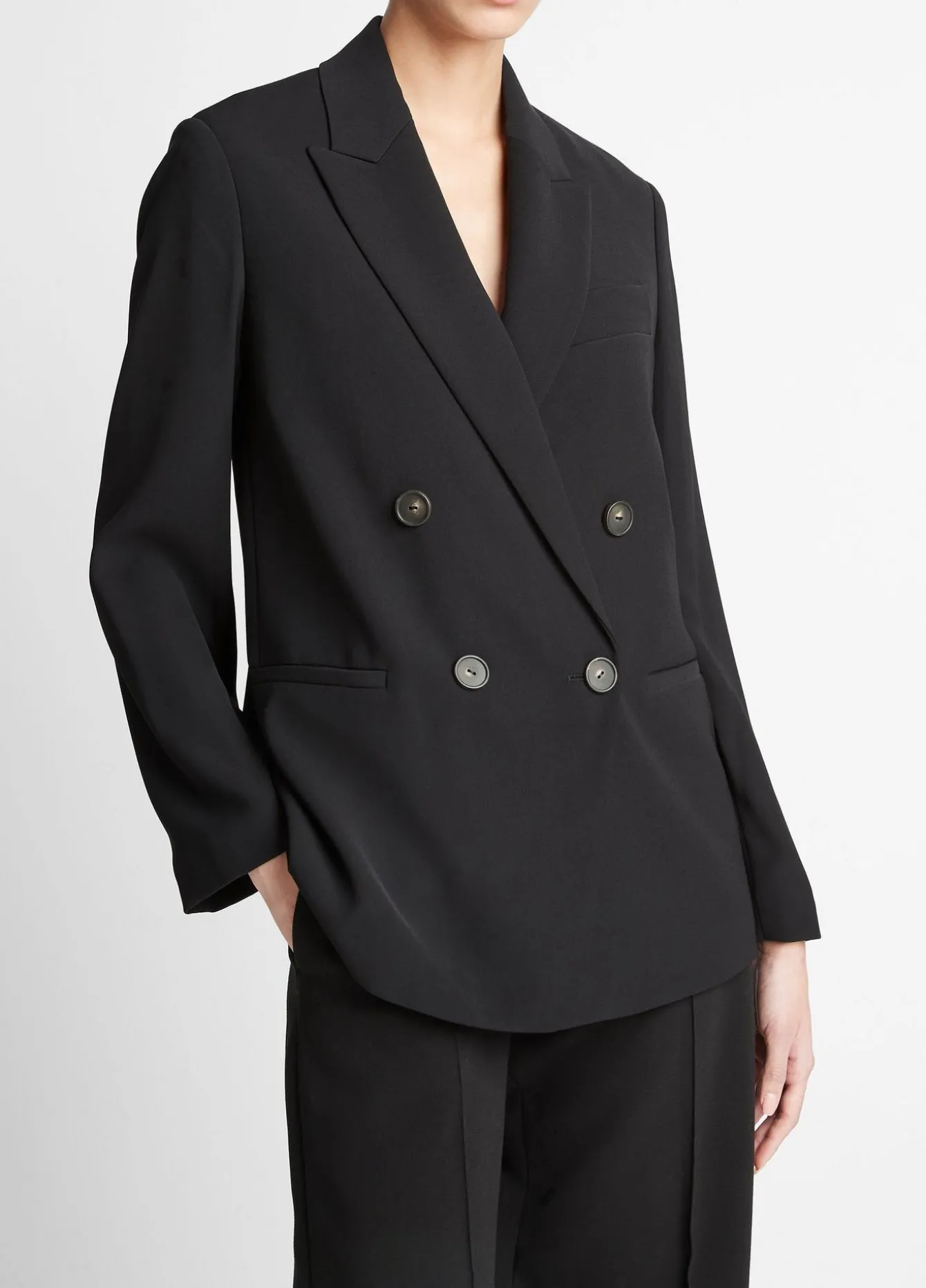 Crepe Double-Breasted Blazer