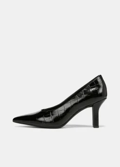 Diane Croc-Embossed Leather Pump