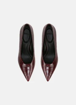 Diane Croc-Embossed Leather Pump