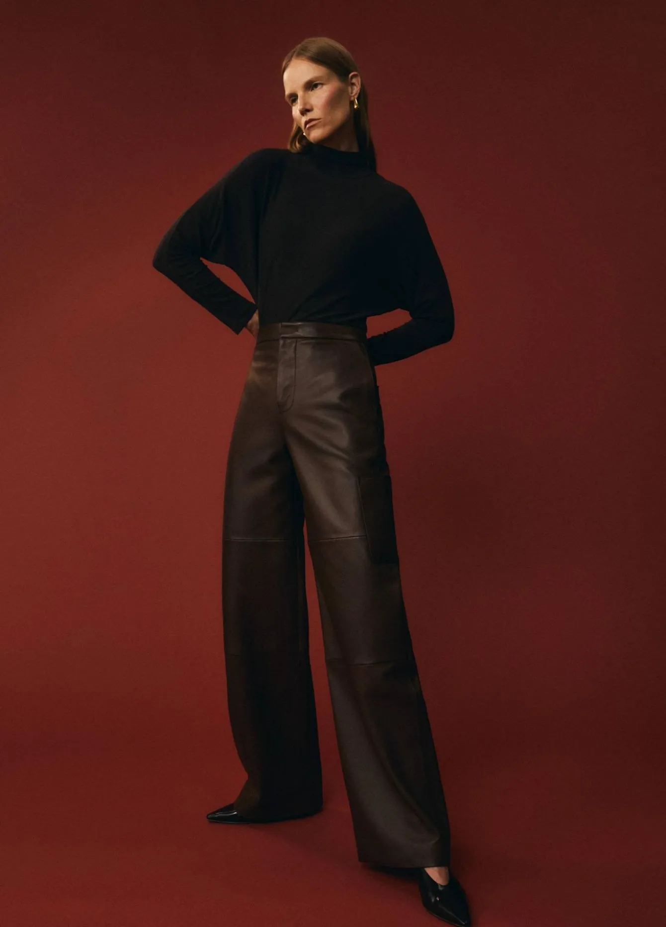Dolman-Sleeve Turtleneck Bodysuit