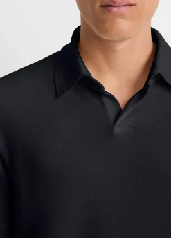 Double-Face Cotton-Blend Long-Sleeve Polo Shirt