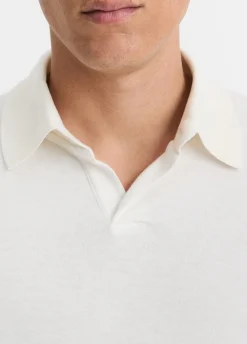 Double-Face Cotton-Blend Long-Sleeve Polo Shirt