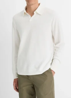 Double-Face Cotton-Blend Long-Sleeve Polo Shirt