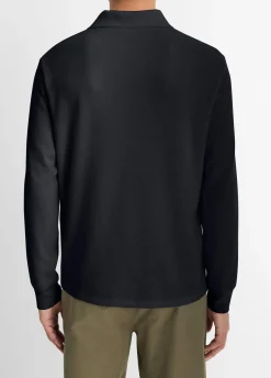 Double-Face Cotton-Blend Long-Sleeve Polo Shirt