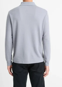 Double-Face Cotton-Blend Long-Sleeve Polo Shirt
