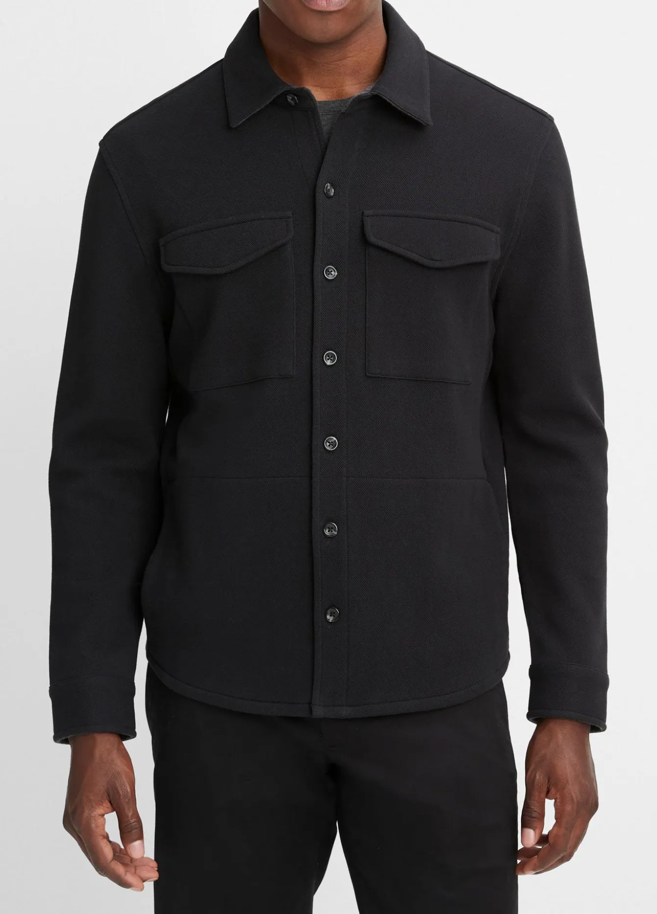 Double-Knit Cotton-Blend Piqué Shirt Jacket