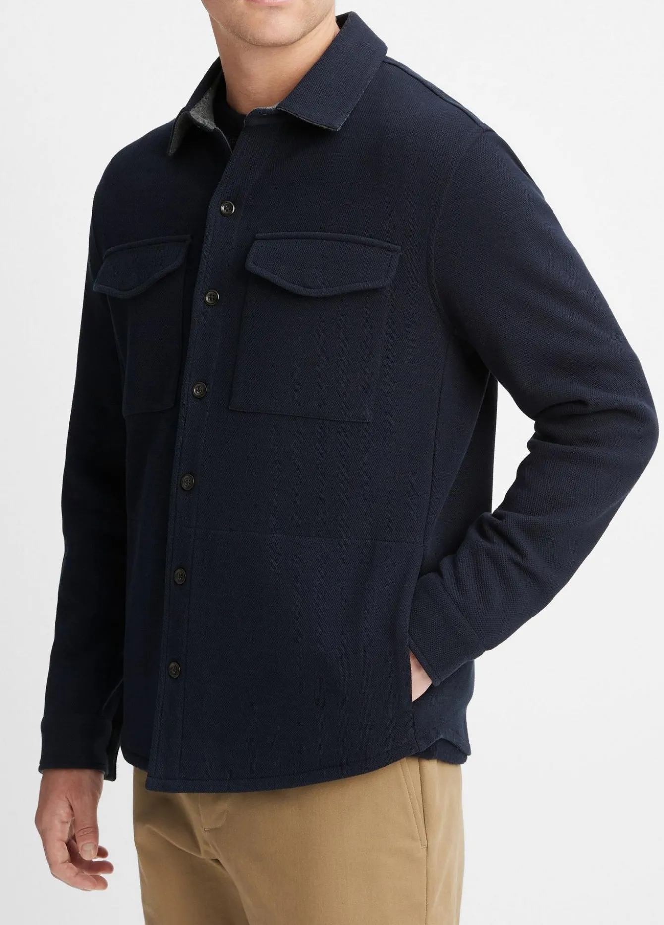 Double-Knit Cotton-Blend Piqué Shirt Jacket