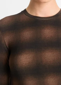 Draped Long-Sleeve Crew Neck Top
