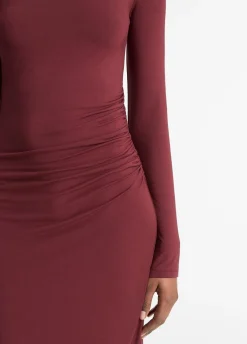 Draped Long-Sleeve Short Dress