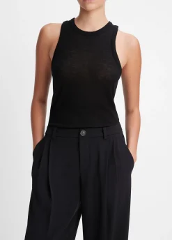 Drop-Waist Pleated Crepe Trouser