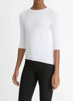 Elbow-Sleeve Crew Neck T-Shirt
