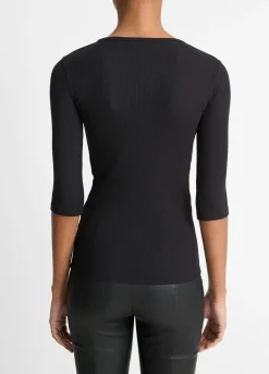 Elbow-Sleeve Crew Neck T-Shirt