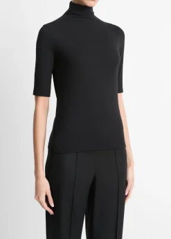 Elbow-Sleeve Turtleneck