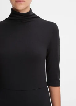 Elbow-Sleeve Turtleneck Dress