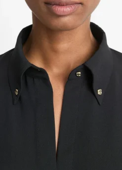 Embellished Point-Collar Crepe Shirt