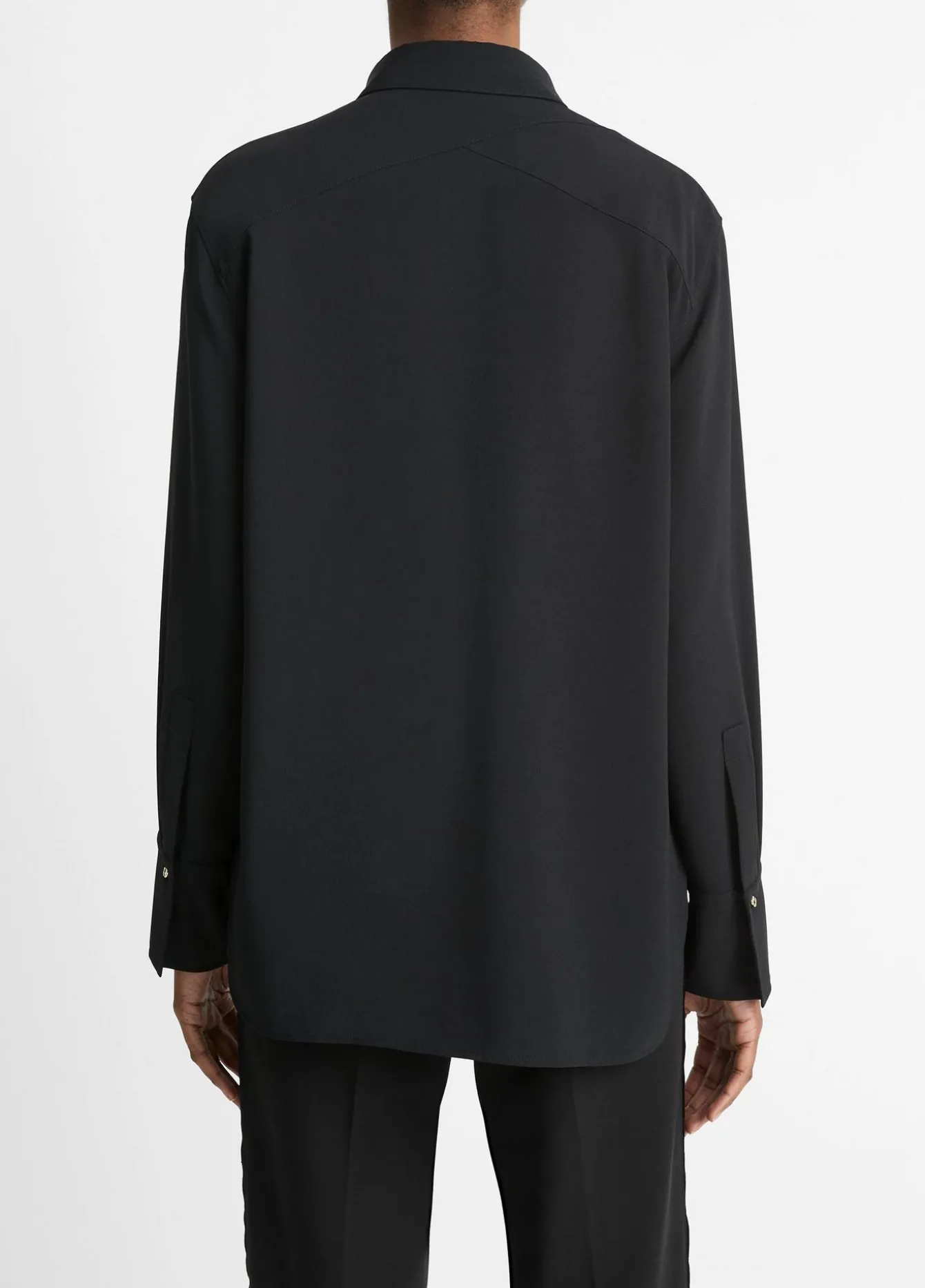 Embellished Point-Collar Crepe Shirt