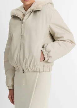 Faux Fur-Lined Bomber Jacket