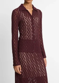Floral Smocked Long-Sleeve Button-Up Top