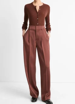 High-Waist Fluid Satin Wide-Leg Trouser