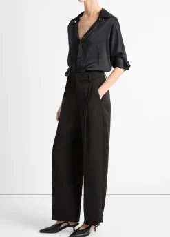 High-Waist Fluid Satin Wide-Leg Trouser