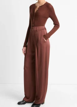 High-Waist Fluid Satin Wide-Leg Trouser
