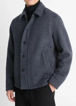 Houndstooth Wool-Blend Deck Jacket
