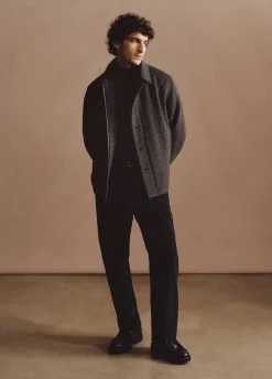 Houndstooth Wool-Blend Deck Jacket