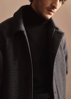 Houndstooth Wool-Blend Deck Jacket