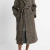 Italian Bouclé Wool-Blend Belted Long Coat