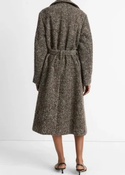 Italian Bouclé Wool-Blend Belted Long Coat