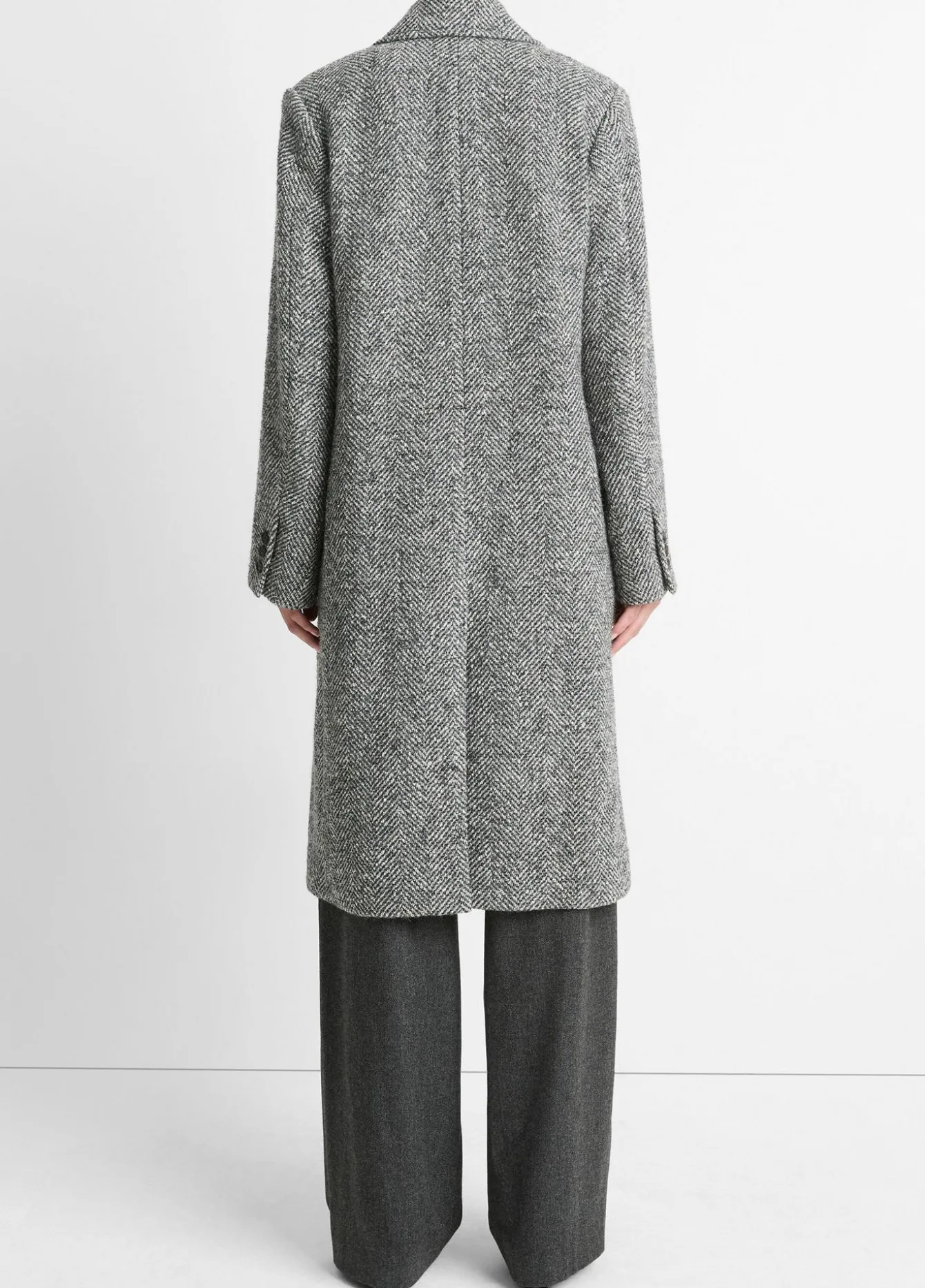 Italian Herringbone Wool-Blend Double-Breasted Coat