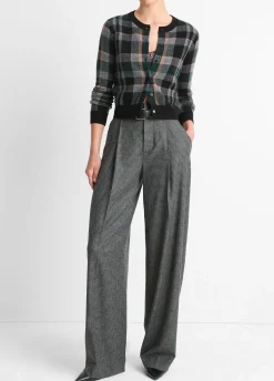 Italian Microcheck High-Rise Trouser