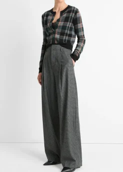 Italian Microcheck High-Rise Trouser