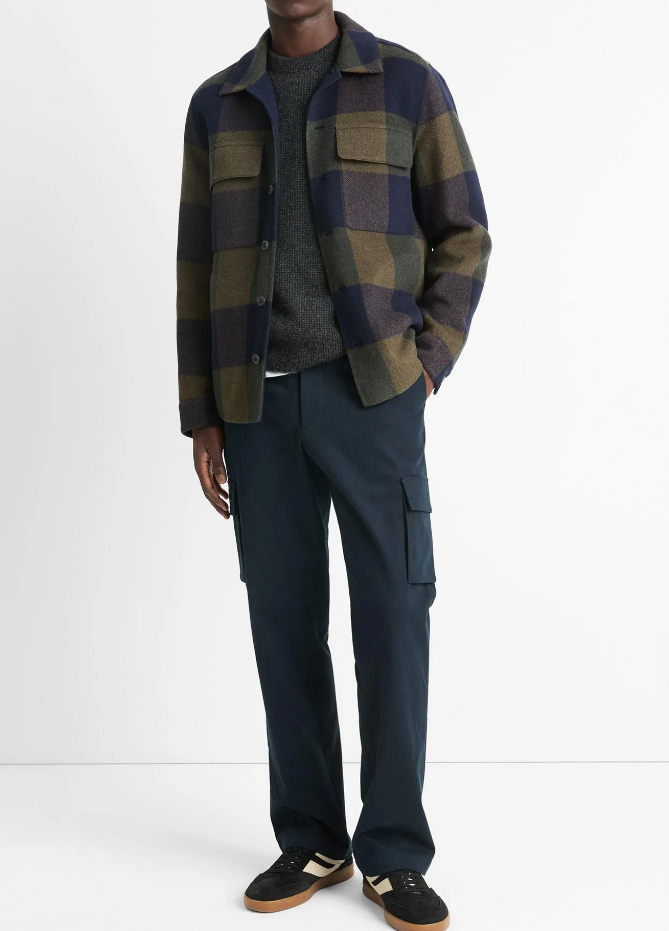 Italian Plaid Splittable Wool-Blend Shirt Jacket